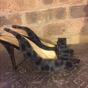Kate Spade Black & Gray Leopard Charm Heels